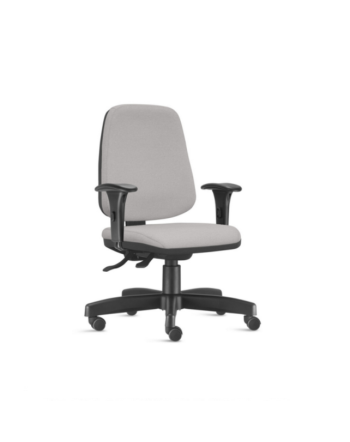 CADEIRA ESCRITÓRIO ERGONÔMICA FKR - Job Cadeira giratória alta, Mecanismo Back System, Braço T reg., revestimento crepe cinza claro C45 , NR17